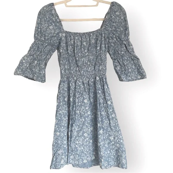 Topshop | Dresses | Used Topshop Floral Denim Dress Size 2 | Poshmark